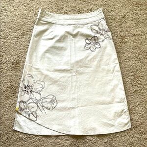 Lole Asymmetrical Midi Skirt W’s 2 Neutral Artsy Cotton Blend Flower Graphic